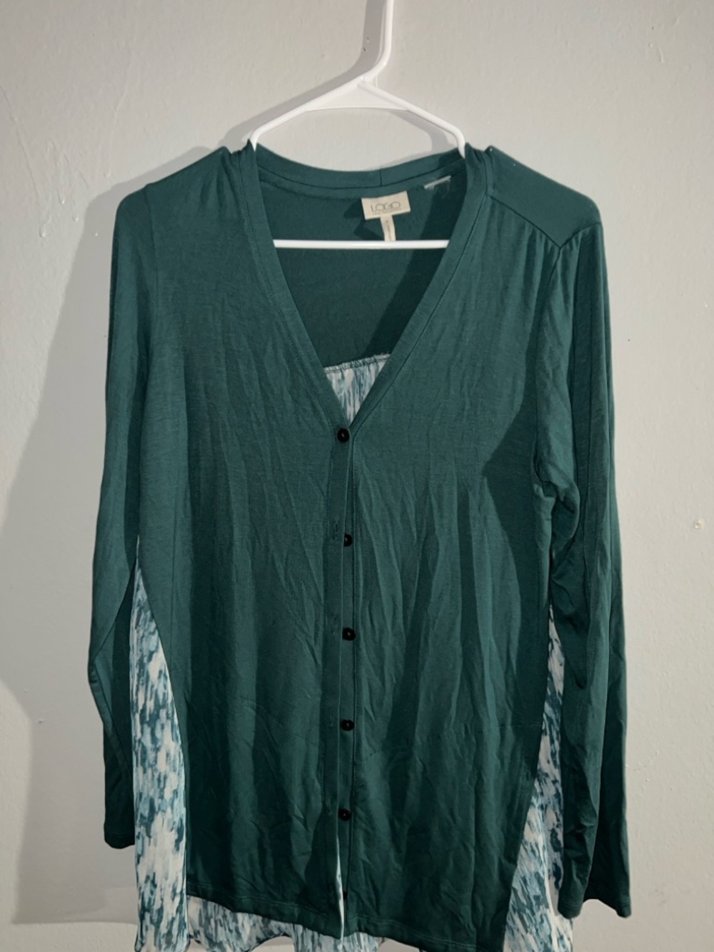 LOGO by Lori Goldstein Teal V-Neck Top